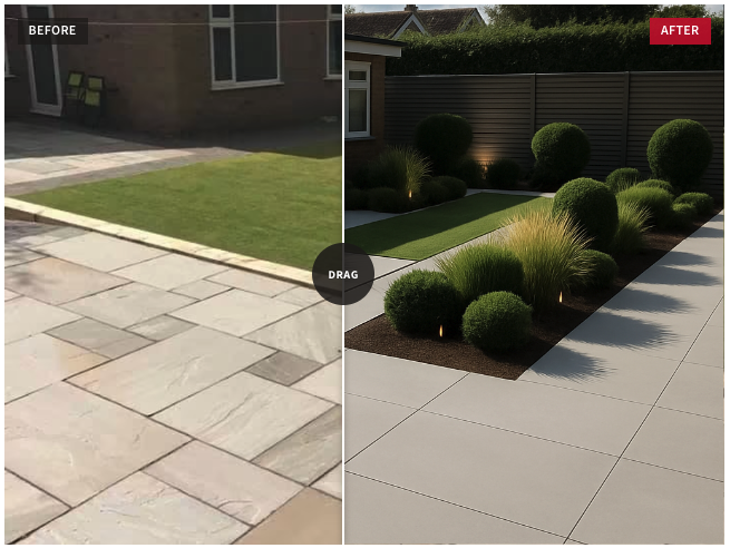 before and after of garden makeover